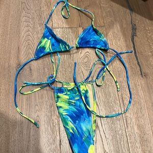 Melissa Simone blue / yellow printed bikini XS